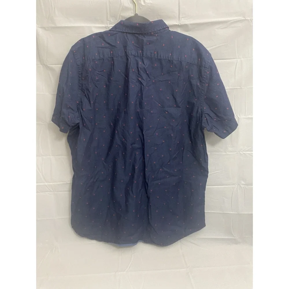 Banana Republic Mens Button Down Short Sleeve Shirt Size XL Navy With Red‎ Stars